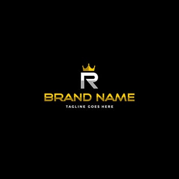 Letter R and Crown logo or icon design vector
