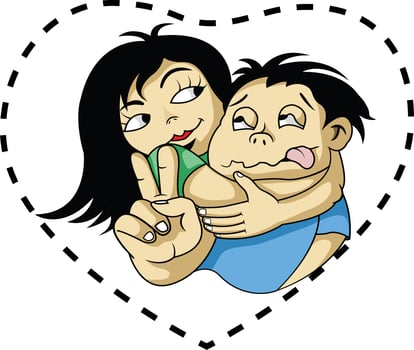 illustration of a couple who love each other vector