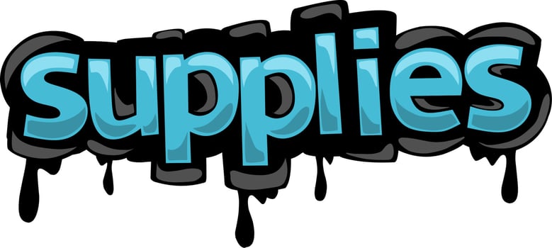 SUPPLIES writing vector design on white background