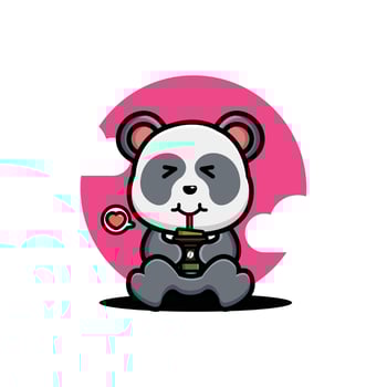 Cute panda drink coffee cartoon vector