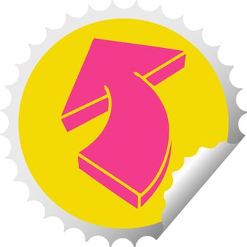 quirky circular peeling sticker cartoon arrow vector