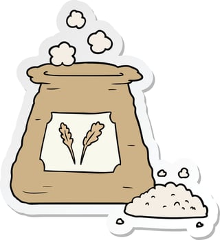 sticker of a cartoon bag of flour vector