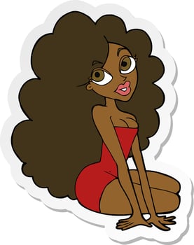sticker of a cartoon pretty woman vector