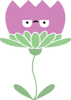 flat color retro cartoon flower vector