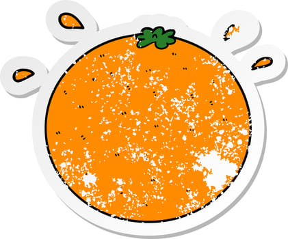 distressed sticker of a cartoon orange vector