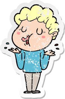 distressed sticker of a cartoon man singing vector