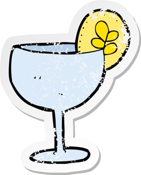 retro distressed sticker of a cartoon cocktail vector