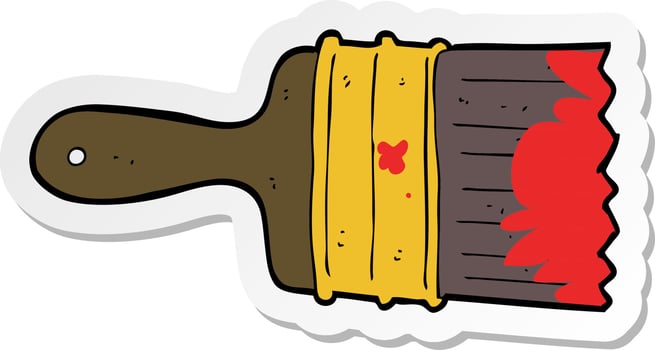 sticker of a cartoon messy paint brush vector