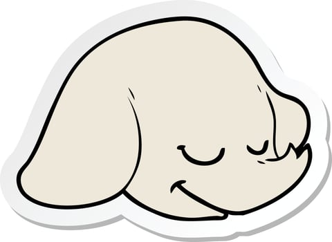 sticker of a cartoon elephant face vector