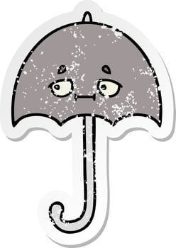 distressed sticker of a cute cartoon umbrella vector