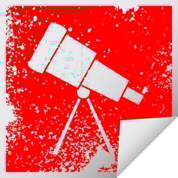 distressed square peeling sticker symbol telescope vector