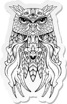 sticker of a owl tattoo vector