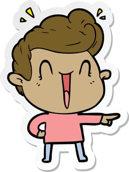 sticker of a cartoon excited man vector
