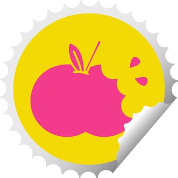 circular peeling sticker cartoon juicy apple vector