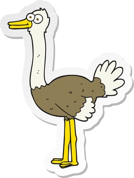 sticker of a cartoon ostrich vector