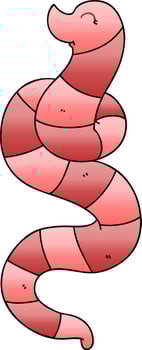 quirky gradient shaded cartoon worm vector