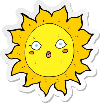 sticker of a cartoon sun vector