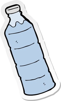 sticker of a cartoon water bottle vector