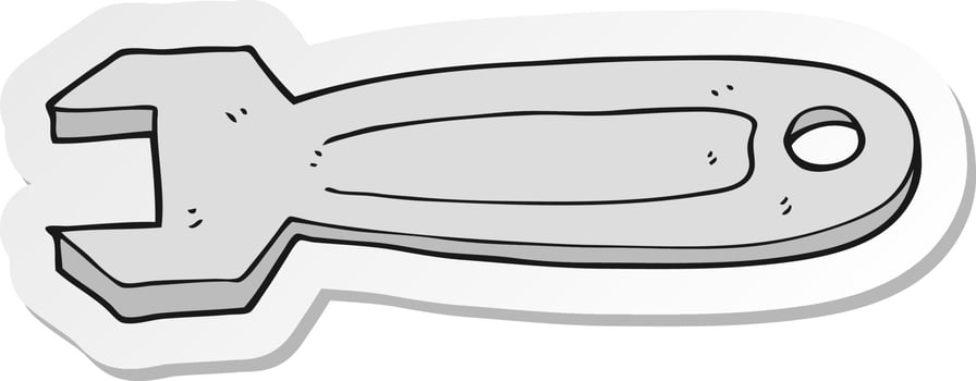 sticker of a cartoon spanner vector