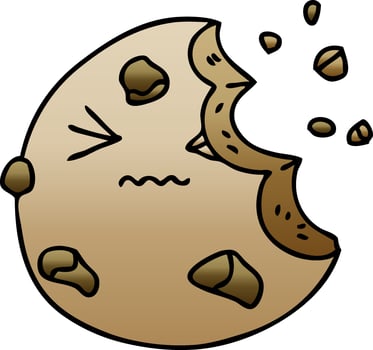 quirky gradient shaded cartoon munched cookie vector