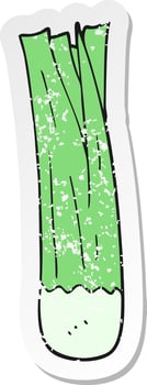 retro distressed sticker of a cartoon leek vector