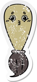 distressed sticker of a cute cartoon paint brush vector