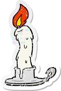 distressed sticker of a cartoon candle vector