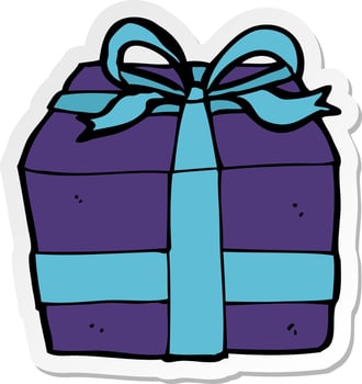 sticker of a cartoon present vector