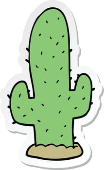 sticker of a cartoon cactus vector