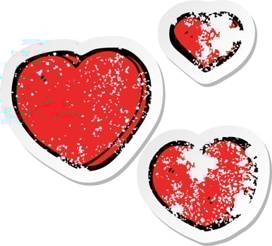 distressed sticker of a cartoon love hearts vector