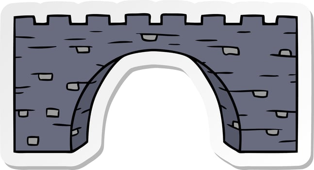 sticker cartoon doodle of a stone bridge vector