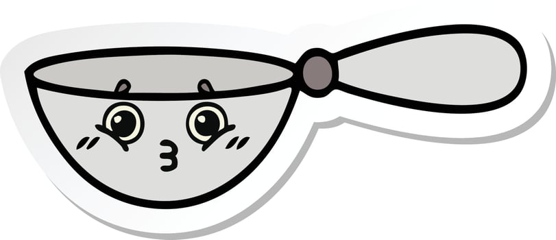 sticker of a cute cartoon measuring spoon vector