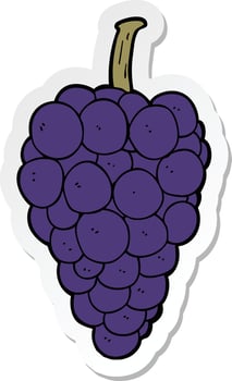 sticker of a cartoon grapes vector