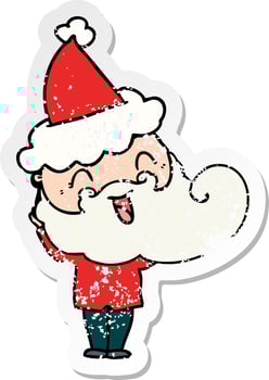 happy bearded man wearing santa hat vector