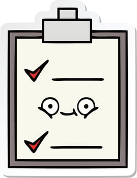 sticker of a cute cartoon check list vector