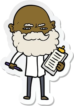 sticker of a cartoon man with beard frowning vector