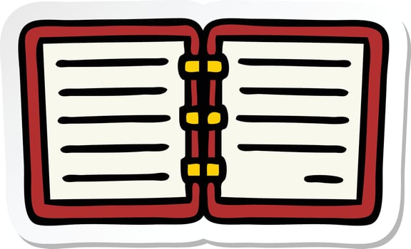 sticker of a cute cartoon note book vector