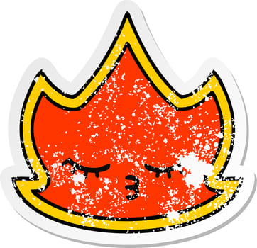 distressed sticker of a cute cartoon fire vector