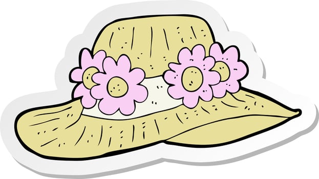 sticker of a cartoon summer hat vector
