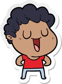 sticker of a laughing cartoon man vector