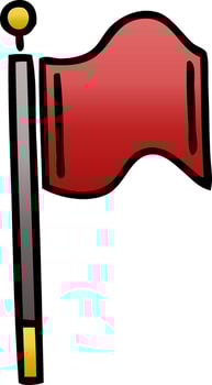 gradient shaded cartoon red flag vector
