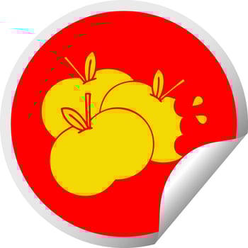 circular peeling sticker cartoon juicy apple vector