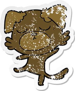 distressed sticker of a cute cartoon dog vector