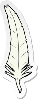 sticker of a cartoon feather vector