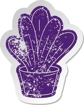 distressed old sticker of a green indoor plant vector