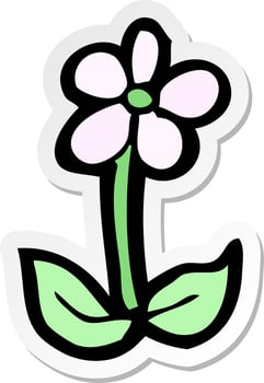 sticker of a cartoon flower vector