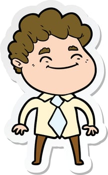 sticker of a cartoon friendly man vector