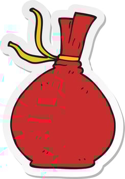 sticker of a cartoon christmas santa sack vector