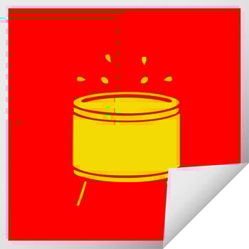 square peeling sticker cartoon drum vector