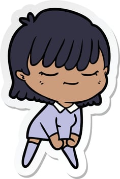 sticker of a cartoon woman vector